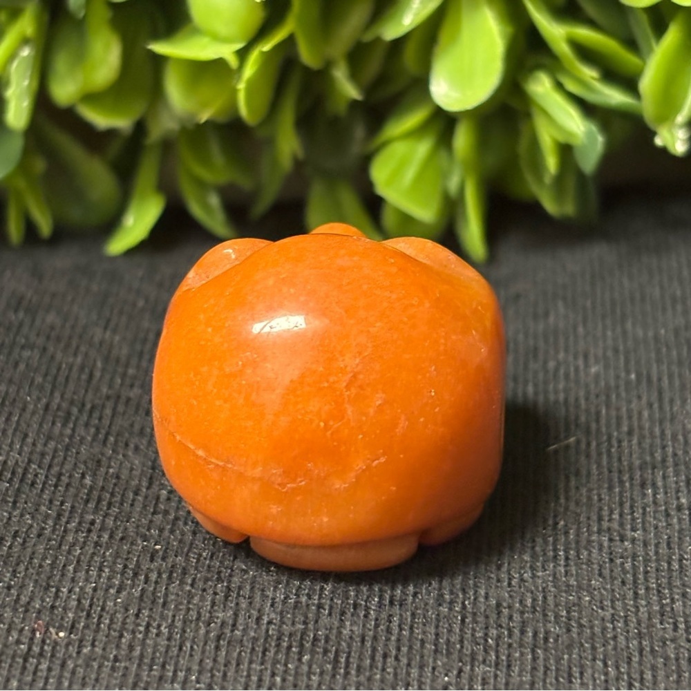 Orange Calcite Skull Crystal Carving - Picture 3 of 5